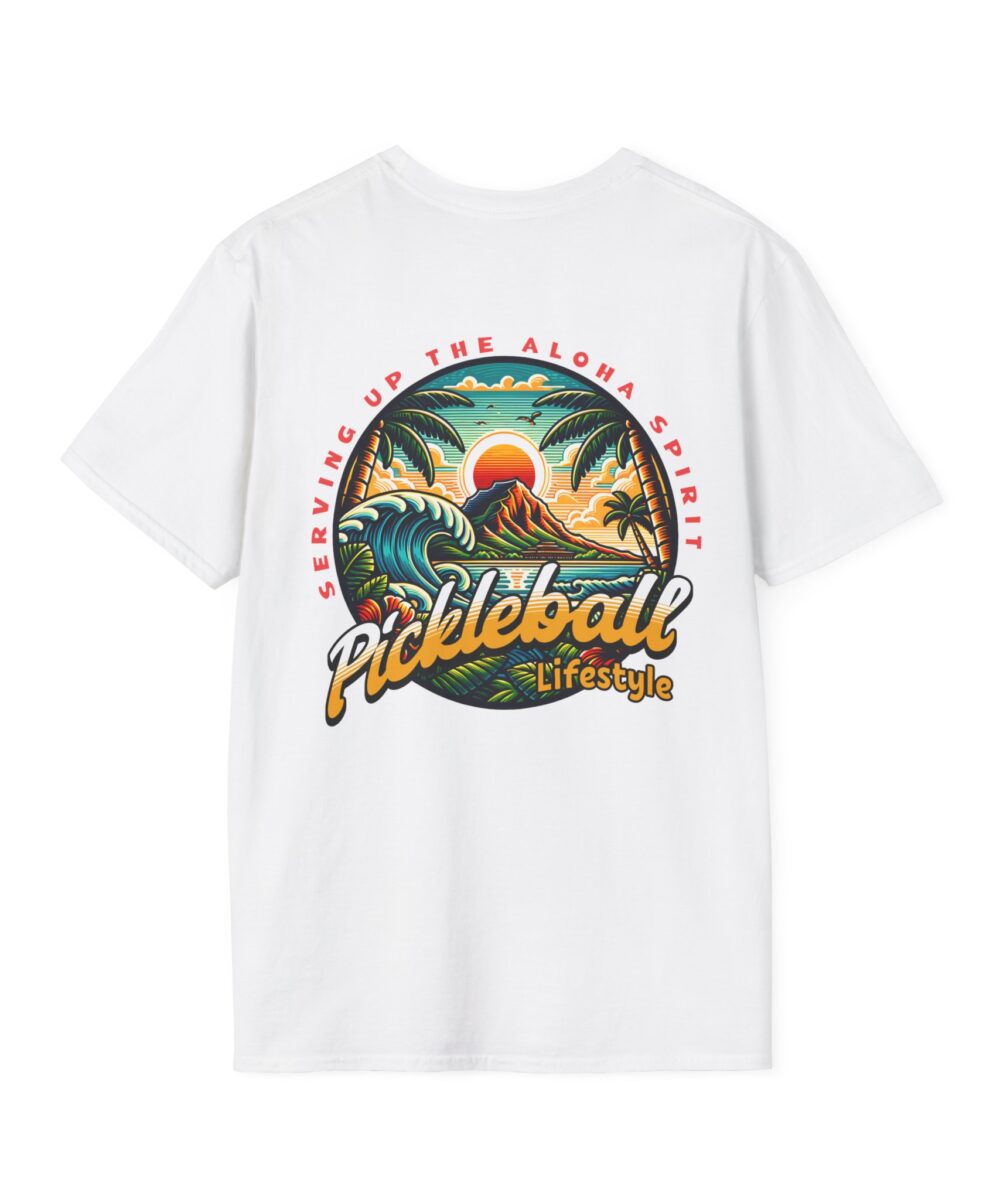 Alternative view of Aloha Spirit Pickleball T-Shirt (Front and Back)
